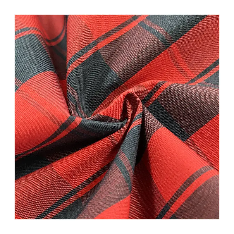 Cotton Nylon Blend Spandex Plaid Pattern Yarn Dyed Stretch Fabric