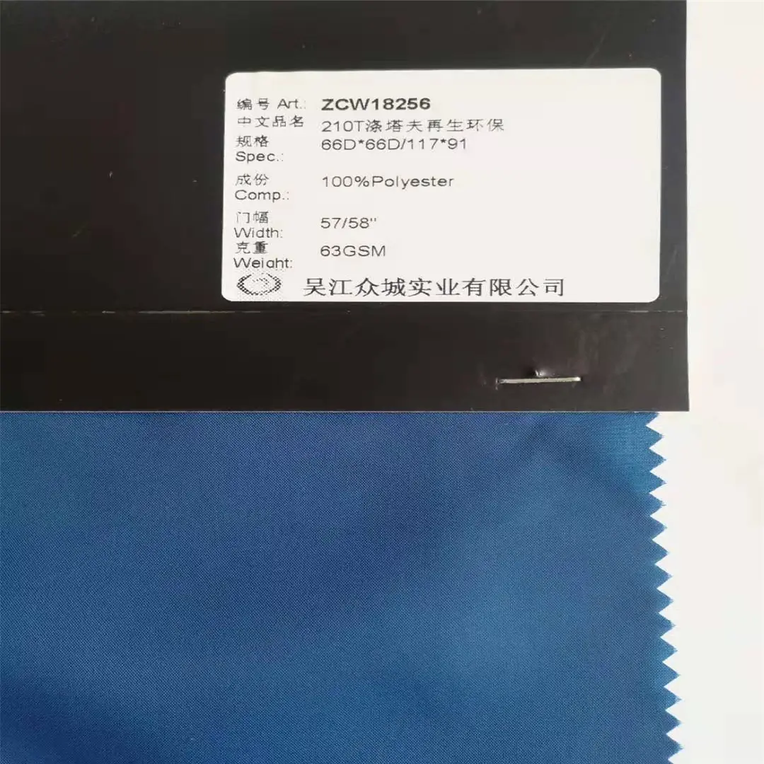 Good Selling 100% Recycled Polyester Taffeta Fabric Plain Design 190 T Sustainable Linning Fabric