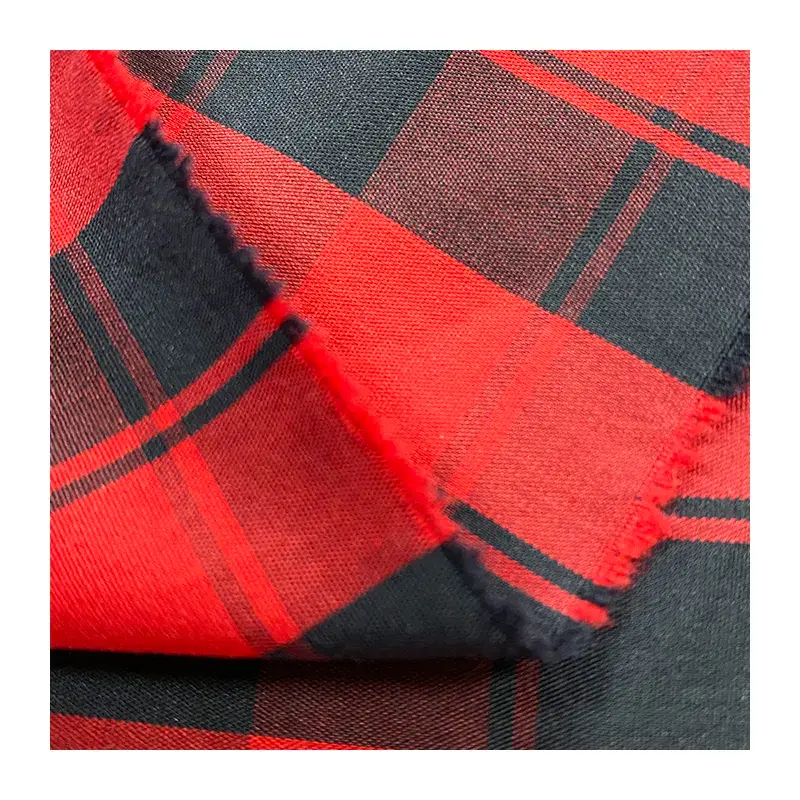 Cotton Nylon Blend Spandex Plaid Pattern Yarn Dyed Stretch Fabric