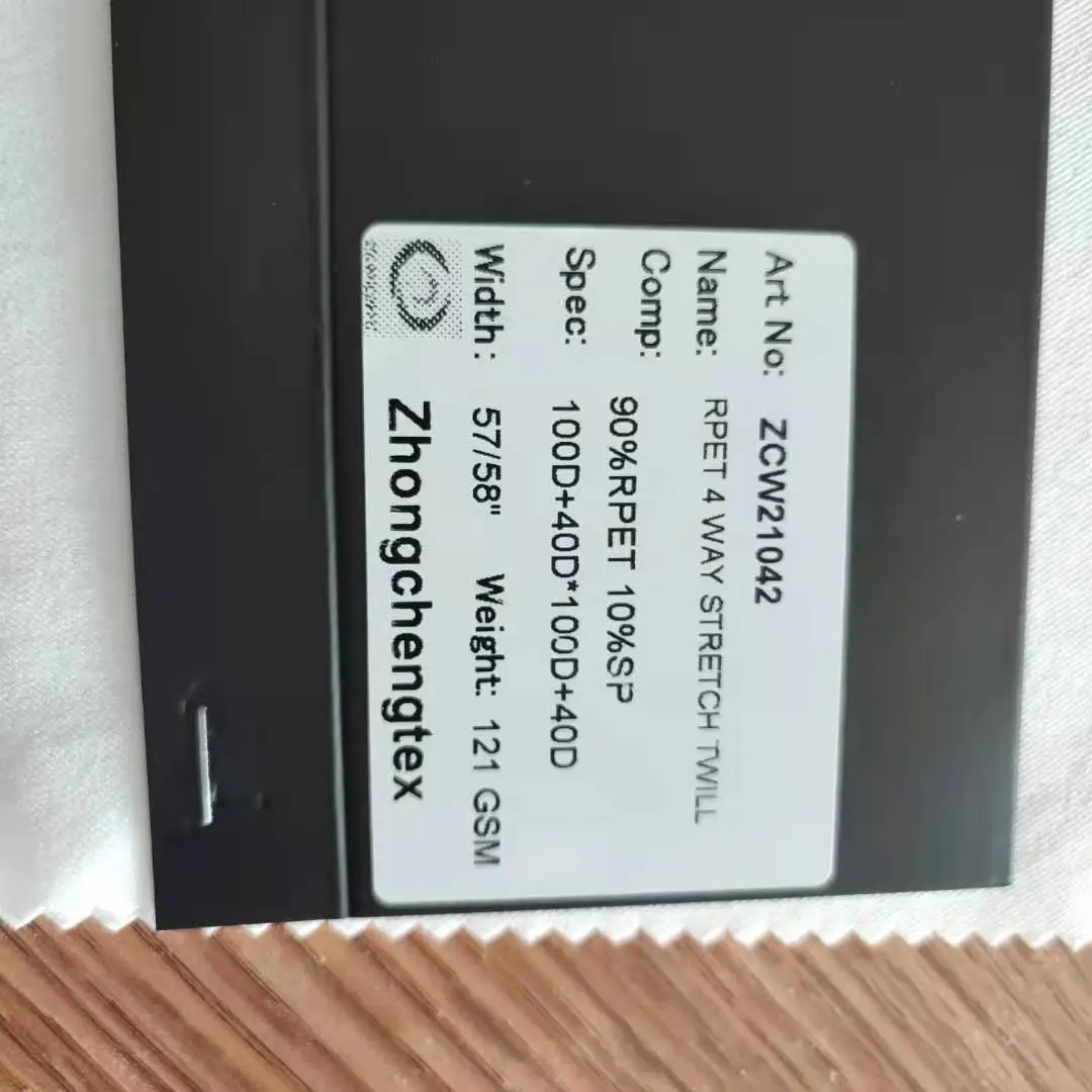 Custom 100d 87% Recycled 13% Spandex Fabric Twill Recycled 4 Way Stertch Fabric