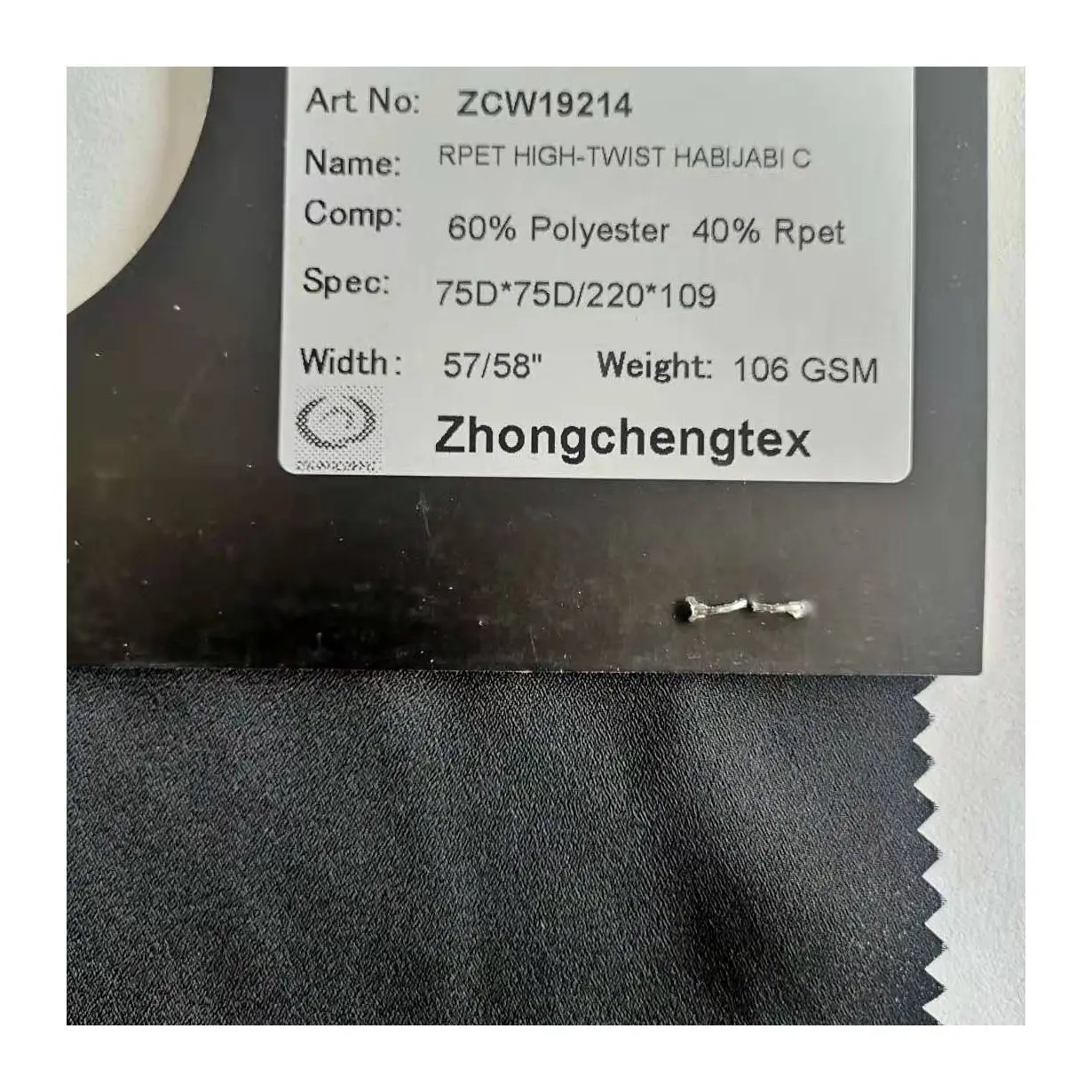 Good Selling 100% Recycled Polyester Sustainable Fabric Eco-Friendly Polyester High Twist Habijabi Fabric