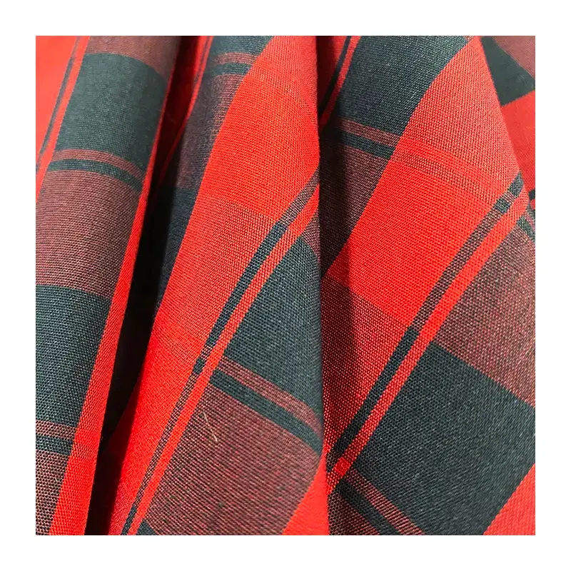 Cotton Nylon Blend Spandex Plaid Pattern Yarn Dyed Stretch Fabric