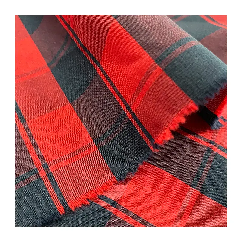 Cotton Nylon Blend Spandex Plaid Pattern Yarn Dyed Stretch Fabric