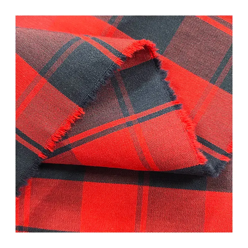 Cotton Nylon Blend Spandex Plaid Pattern Yarn Dyed Stretch Fabric